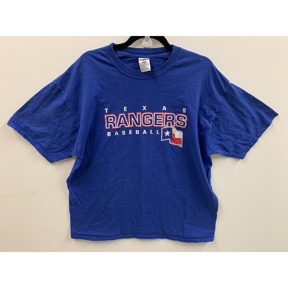 Vintage Texas Rangers Baseball T-Shirt XL Jerzees Blue Summer Sports